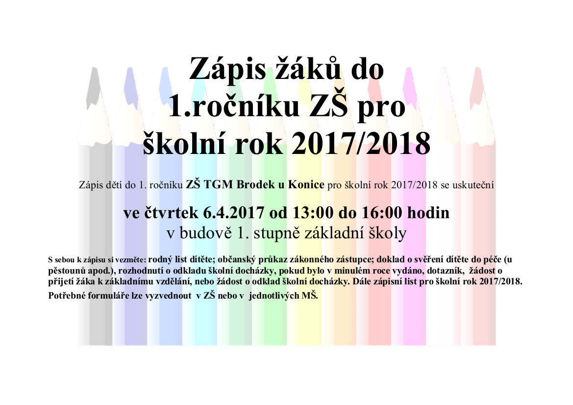 Zápis žáků do 1. ročníku