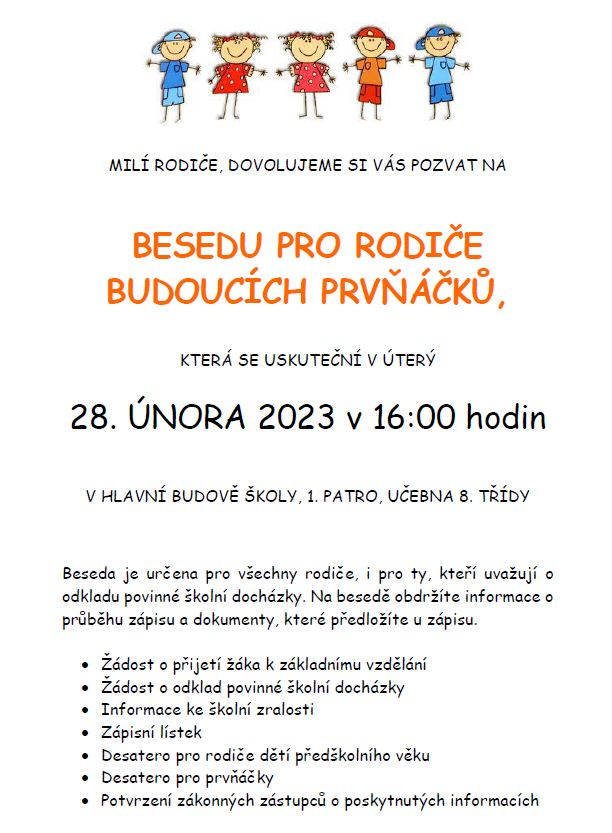 Beseda pro rodiče budoucích prvňáčků