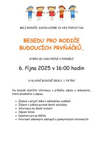 Beseda pro rodiče budoucích prvňáčků