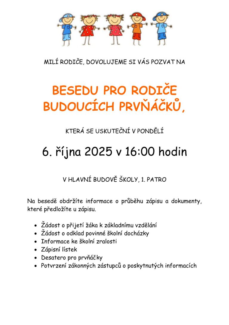 Beseda pro rodiče budoucích prvňáčků