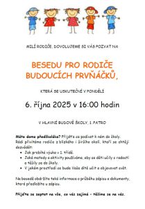 Beseda pro rodiče budoucích prvňáčků