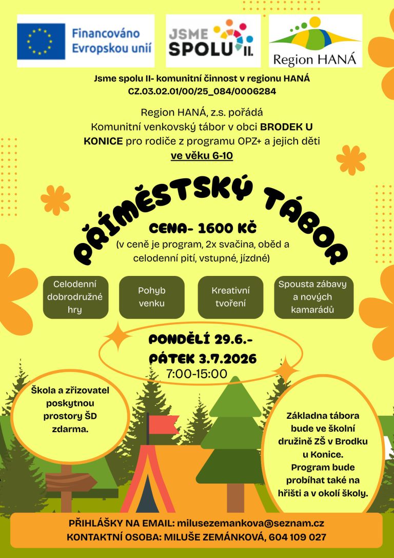 Nabídka příměstského tábora v Brodku u Konice