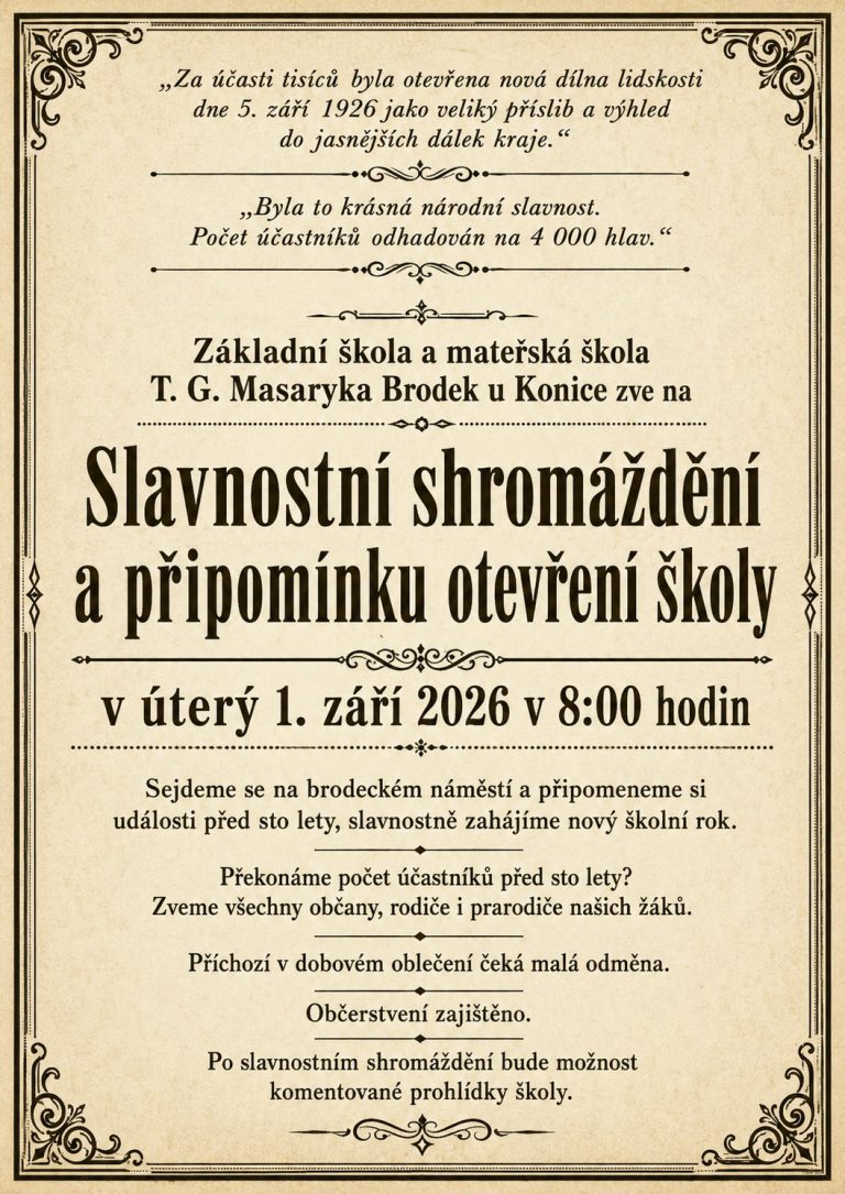 100 let školy – Slavnostní shromáždění a připomínka otevření školy